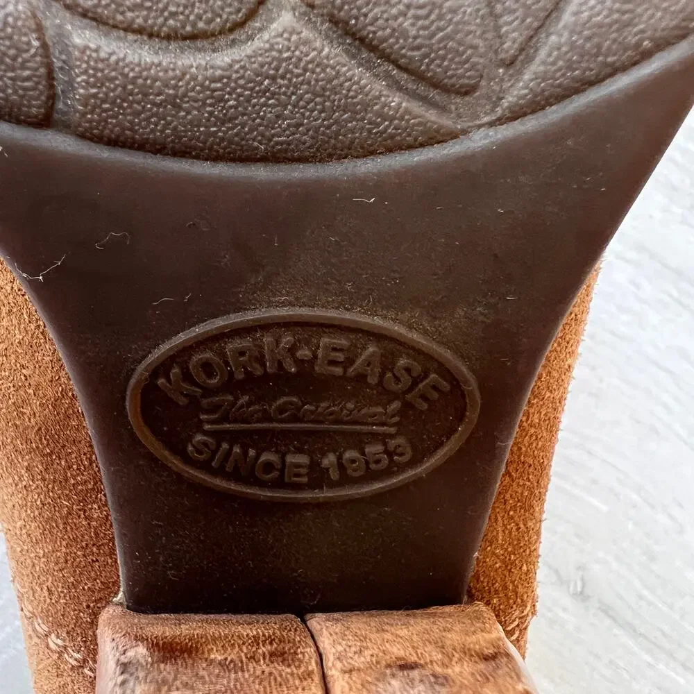 Kork-Ease Booties Womens Size 9M Brown Castanedo Suede Ankle Leather Block Heel